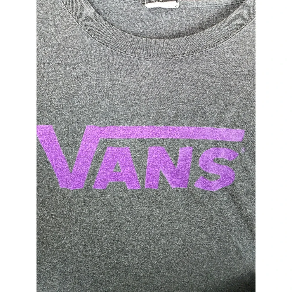 Vans Mens Large Graphic T-Shirt Charcoal Gray Purple‎ Logo Skateboard